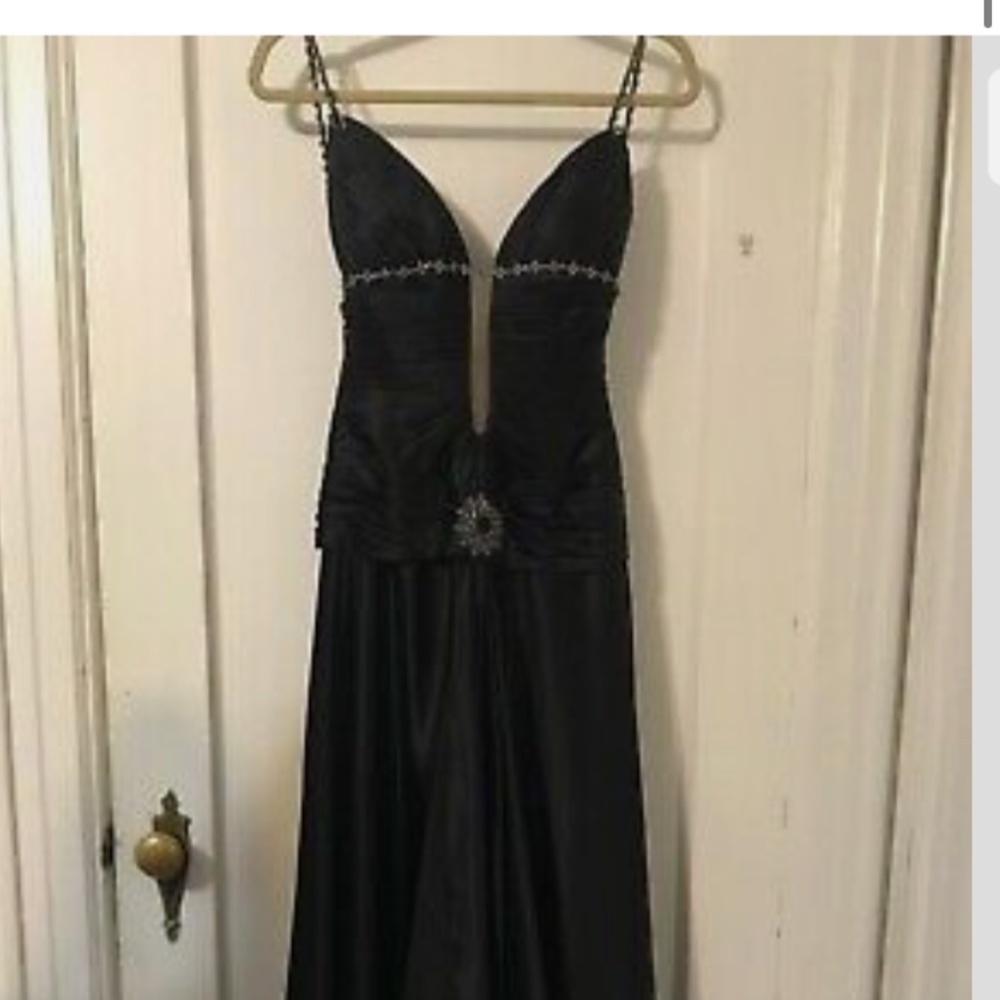 Jovani size 2 women black dress sexy long gown open back